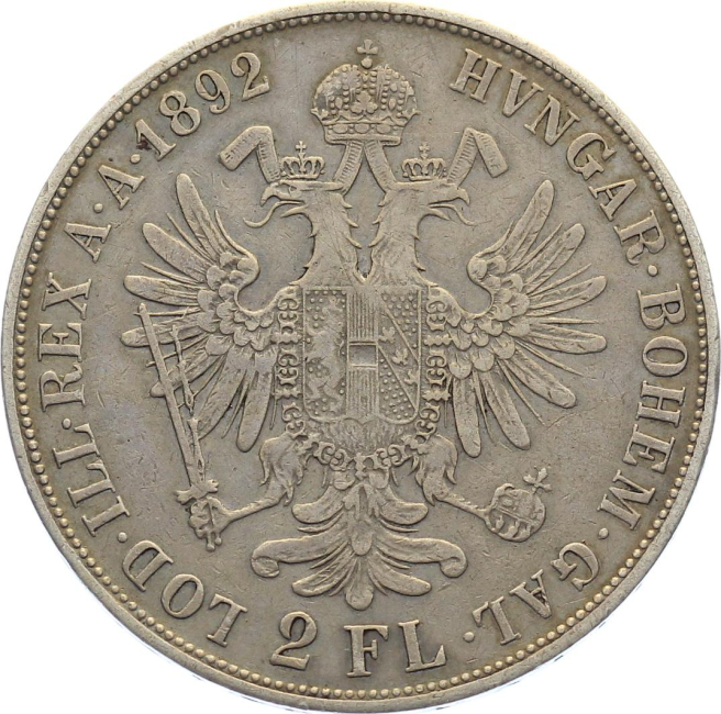 Haus Habsburg Doppelgulden (2 Florin) 1892 A Franz Josef I 1848-1916